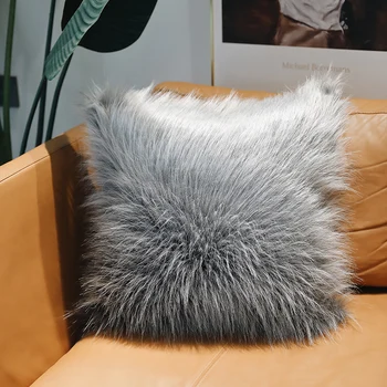 

UNXDECO Cushion Cover Decorative Pillow Case Modern Simple Gray Color Imitation Wool Plush Coussin Home Office Sofa Art Decorate