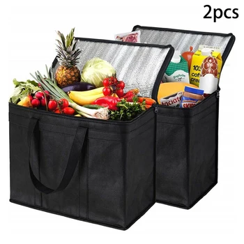

Beach Food Delivery Bag Insulated Reusable Grocery Bag With Dual Zipper Strong Food Storage Bags