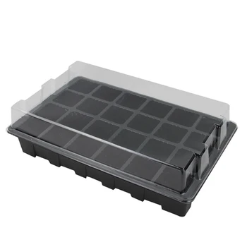 

4-Cell Seedling Starter Tray Pot Seed Germination Plants Propagation Nursery Box with Lid Three-Piece Set Household Supplies