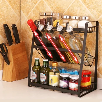 

Kitchen Cabinet Counter Rack Organizer Kitchenware Salt Surgar Glass Bottle Multipurpose Pantry Bedroom Bathroom Storage Racks