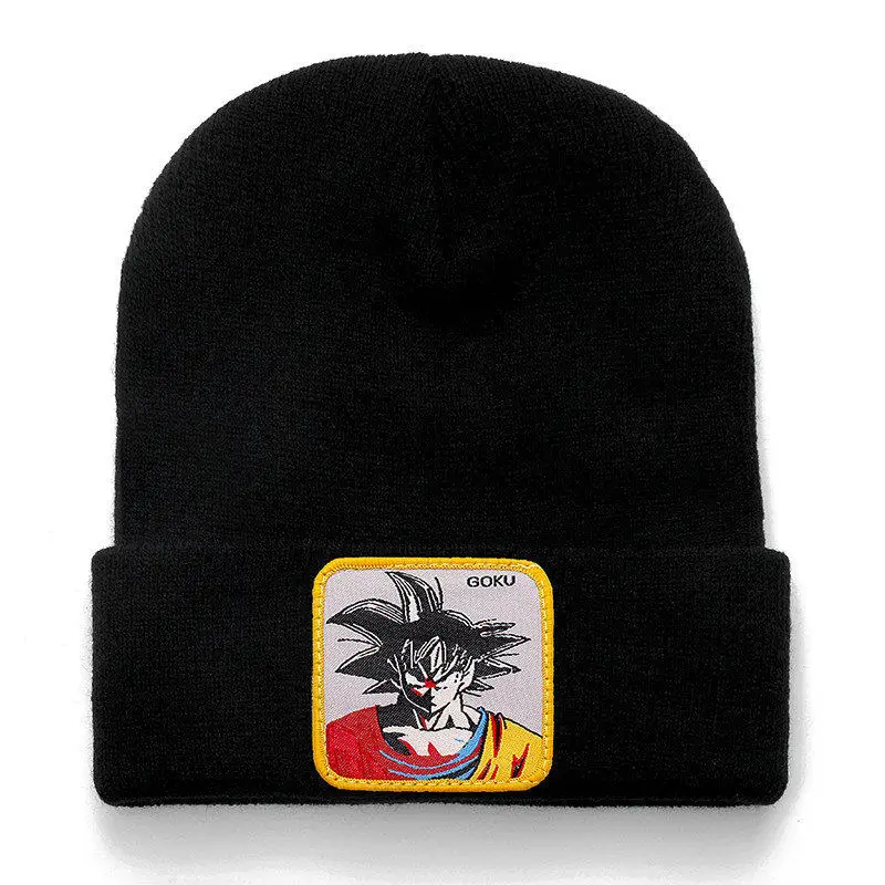 Dragon Ball Z MAJIN BUU Beanie высококачественные хлопковые повседневные шапочки для мужчин и женщин теплая вязаная зимняя шапка модная однотонная Кепка в стиле унисекс - Цвет: goku  black