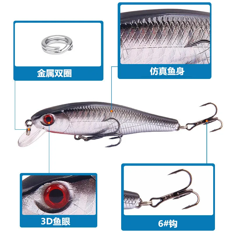 1 шт./лот 9 2 г см рыболовные приманки Minnow жесткие воблеры Crankbait 3D глаза пластиковые