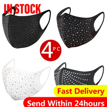 

4pcs kids adult Mask For Boy Girl Washable Diamonds Breathable Face Cover mascarillas PM2.5 Reusable Mouth Face Cover#3