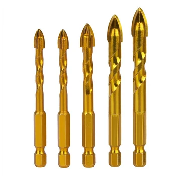 

5Pcs Head Hex Shank Drill Bit 6mm 8mm 10mm 12mm Tungsten Carbide Tile Drill Bit for Tile/Concrete/Brick/Glass/ Plastic/ Wood