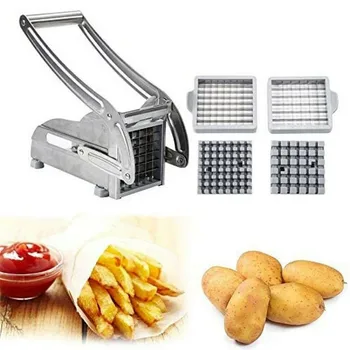 

2 Blades Stainless Steel Home French Fries Cutter Potato Chips Strip Slicer Chopper Chips Machine Making Tool Potato Cut Fries