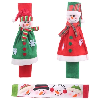 

3Pcs Christmas Decoration Refrigerator Door Handle Covers Cartoon Cute Microwave Door Refrigerator Handle Sets Christmas Gift