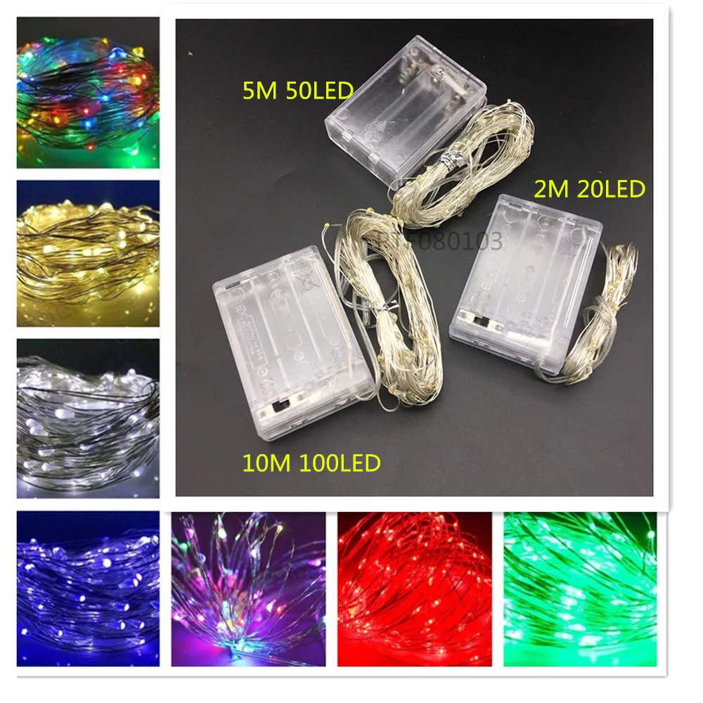 10M 5M 100 50 LED 3XAA Battery String Lights for Xmas Garland Party Wedding Decoration Christmas Tree Flasher Fairy | Лампы и