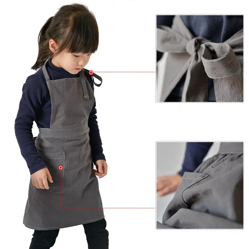 

Japanese Apron Parent-child Art Painting Cotton Hemp Floral Kitchen Baking Overalls