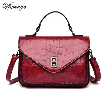 

Vfemage Luxury Bag Women Handbag High Quality Ladies Shoulder Bag Stone Pattern Female Messenger Bag PU Women Crossbody Bag 2019