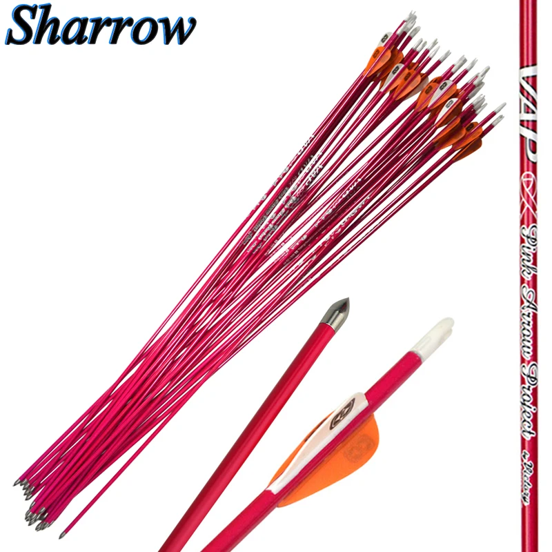 

6/12/18pcs 80cm Carbon Arrow Spine 600/800 OD 5.74mm with Orange and White Feather for Compound/Recurve Bow Hunting Archery