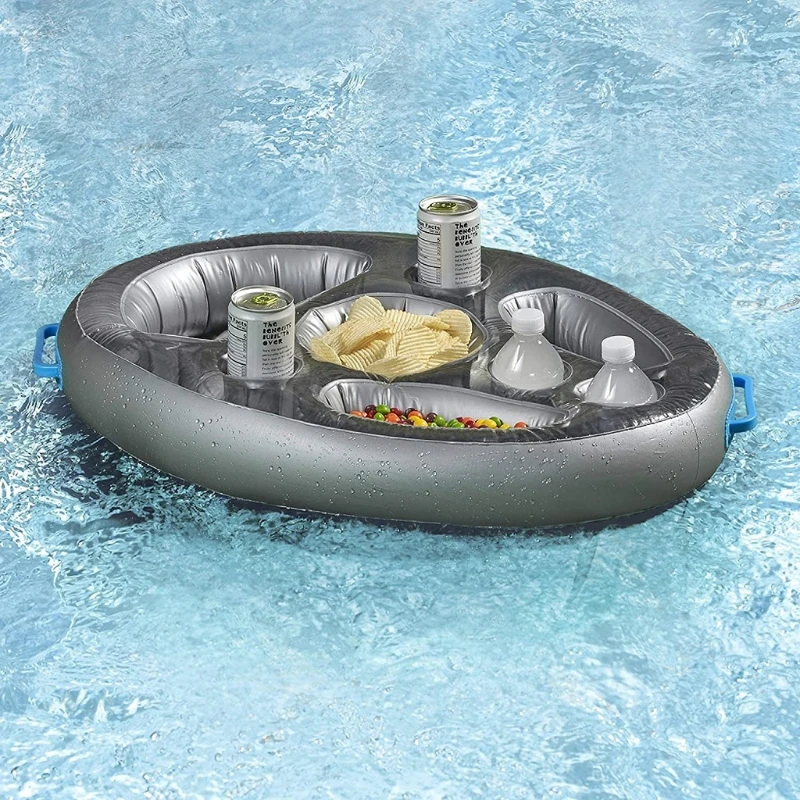 124D Inflatable Floating Drink Holder with 8 Holes Large Capacity & Transparent Material,Accessories for Pools & Hot Tub