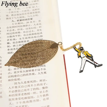 

Flyingbee Leave Pendant Famous rock singer Metal Bookmarks Cool Book Markers Page Holder for Books Stationery gifts X0777