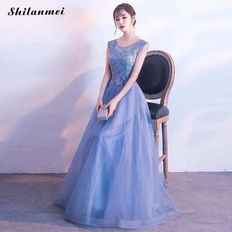 Сетчатое вечернее платье без рукавов с цветочной аппликацией, приталеное вечернее платье, платье Skyblue, длина до пола, Сетчатое платье с вырезом, роскошное платье