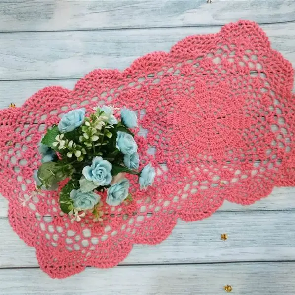 Cotton Pastoral Lace Rectangular Placemat Table Cloth Cup Mat Pad Handmade Lace Doily Crochet Wine Drink Coaster Set Kitchen lace placemat