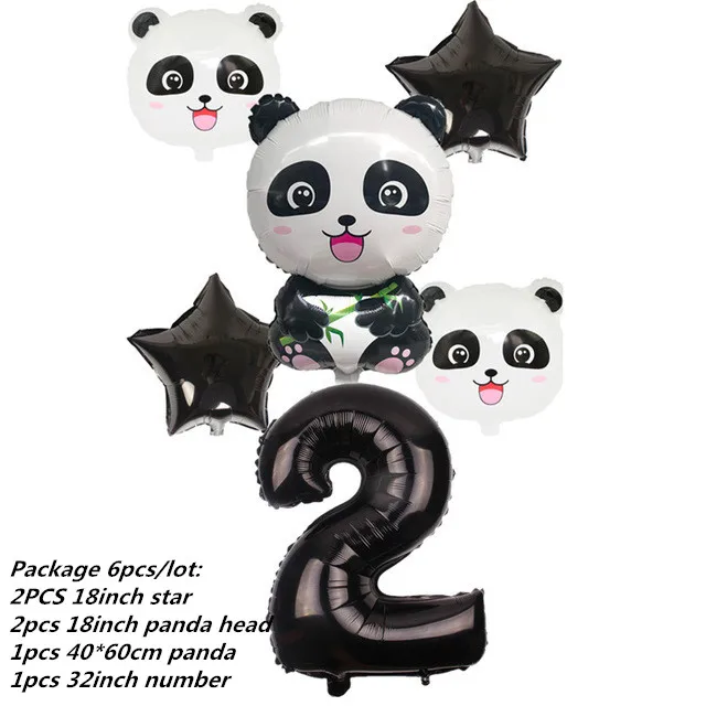 Number 2 set 10 шт. мультфильм панда Печатный латексный баллон Золотой Зеленый Конфетти Воздушные шары Дети День Рождения украшения панда тема вечерние поставки - Цвет: Number 2 set