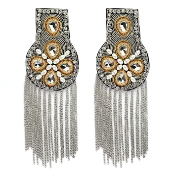 

1pair Blazer Shoulder Beaded Tassel Chain Epaulet Punk Fringe Tassel shoulder Badge for Military Costume Fancy Dress Party