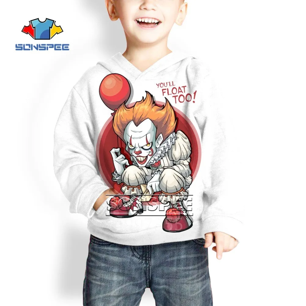 SONSPEE Stephen King's It clown Harajuku/футболка с 3d принтом для мальчиков и девочек-подростков/толстовки/шорты Детская одежда X224