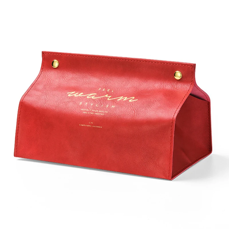 Чехол для хранения автомобильных сидений, Вынимаемые салфетки, кожаная коробка для салфеток, ресторанный бумажный контейнер для полотенец, держатель для салфеток для лица, Настольный Органайзер - Color: Red
