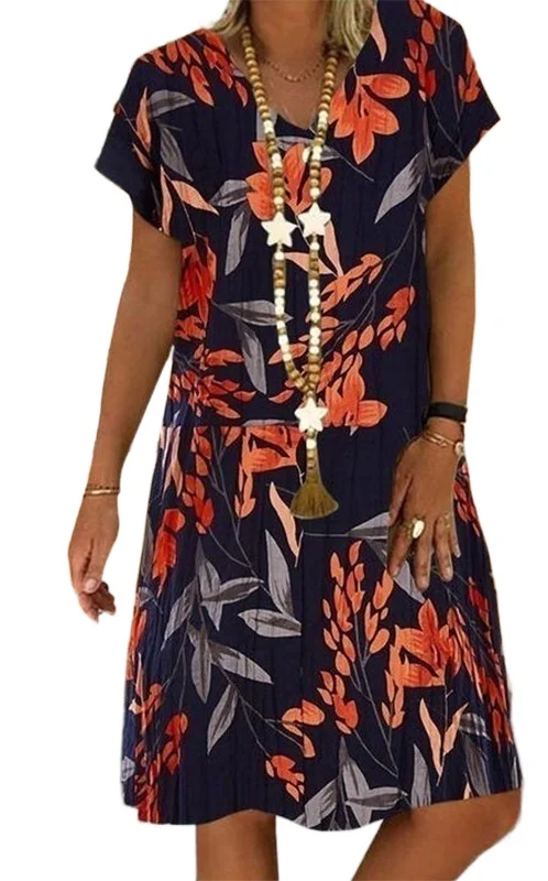 Vestido de verano de talla grande con estampado de flores, informal