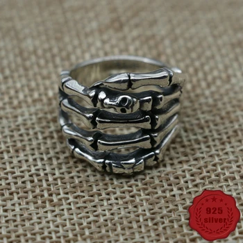

A76 925 sterling silvery ring personality fashion punk hip-hop style couple jewelry simple skull shape gift for friends