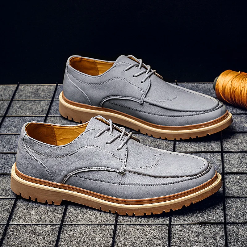 

Men Casual Shoes Formal Working Sneakers Fashion Luxury Male British Daily Causal Walking Shoes Gray Comfortable Footwear