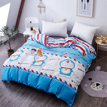 

1pc Pure Cotton Doraemon Printed Duvet Cover with Zipper 180X220cm,200X230cm,220X240cm Size Quilt Cover Children Bedding Sets