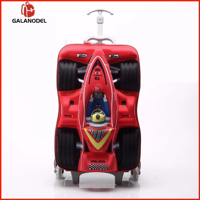 

Boy Car Push Wheel Rolling Bag 18 Inch 3D Climbing Stairs Trolley Cartoon Children Car Boarding Carry-on Baggage Kids Luggage