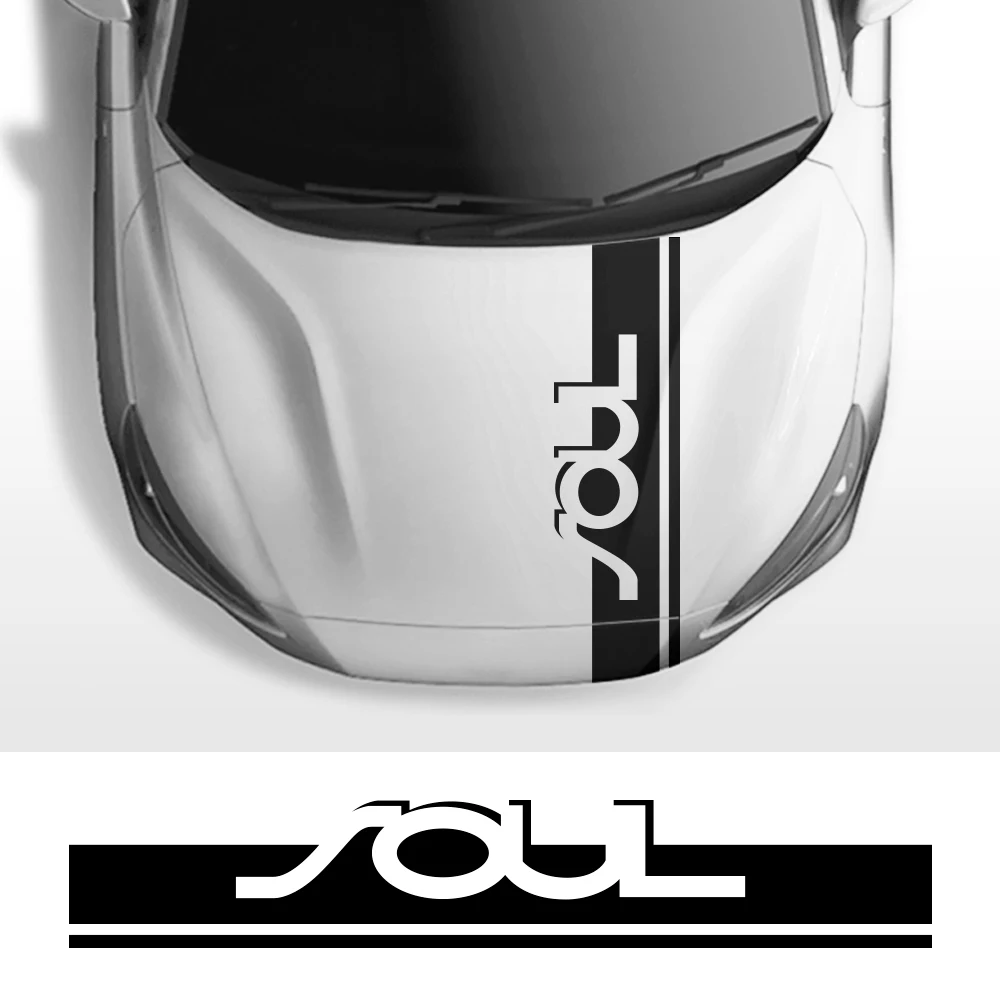 Racing Hood Cover Car Stickers For Kia Soul Sports Styling Auto Vinyl Film Long Strip Decals Automobile Decoration Accessories | Автомобили