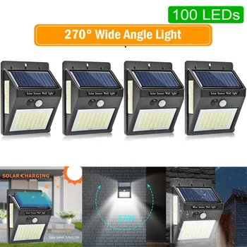 

4PCS 100LEDs Solar Light Motion Sensor Wall Light Sunlight Control Solar Energy Street Yard Path Home Garden Decor Lamp