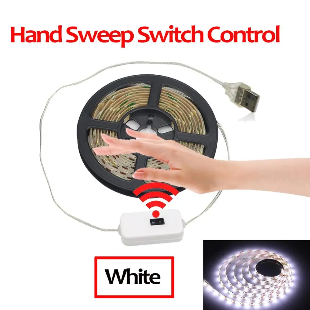 Hand Sweep White Светодиодный светильник-зеркало, лампа для макияжа, 1 м, 2 м, 3 м, 4 м, 5 м, лента с питанием от USB, 5 В, светильник для спальни, ванной комнаты, ing - Испускаемый цвет: Hand Sweep White