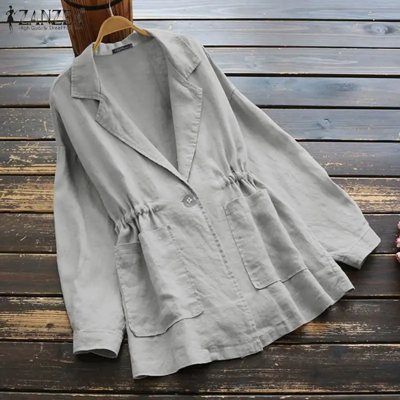 amazing  ZANZEA Women Thick Coats Jackets 2019 Autumn Winter Casual Long Sleeve Outwear Ladies Solid Strappy