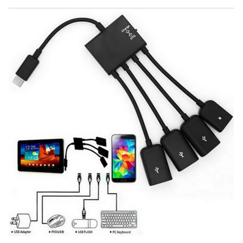 1x Micro USB кабель в комплект поставки входит адаптер Мощность зарядки 4-портовый концентратор для телефонов на базе Android с Bluetooth