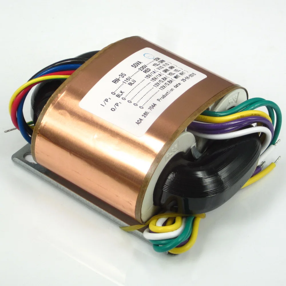 R тип силовой трансформатор 50 Вт двойной 15V+ двойной 12V с медный щит R крупного рогатого скота медный провод 115 V-230 V преобразователь звука