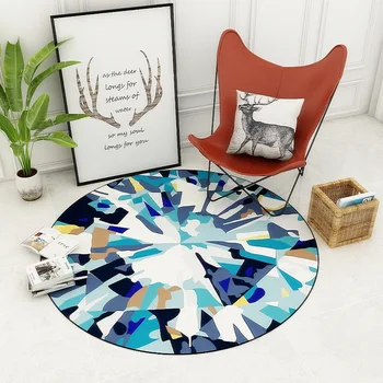 

3D Printing Geometric Living Room Carpet Bedside Bedroom Floor Area Rug Children Play Rug Flannel Non-slip Round Home Chair Mats