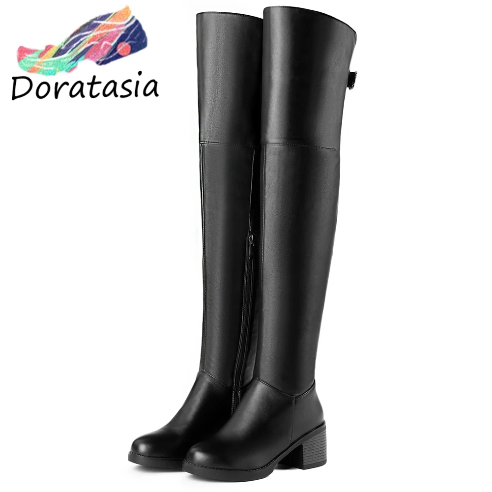 

DORATASIA New Brand Girl High Square Heel Zipper Boots over-the-knee Boots Women 2020 Casual Party Woman Shoes