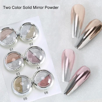 

Dual Colors Solid Mirror Nail Powder Set Rose Gold Champange Metallic Nail Glitter Polish Chrome Decor Dust Pigment Accessory