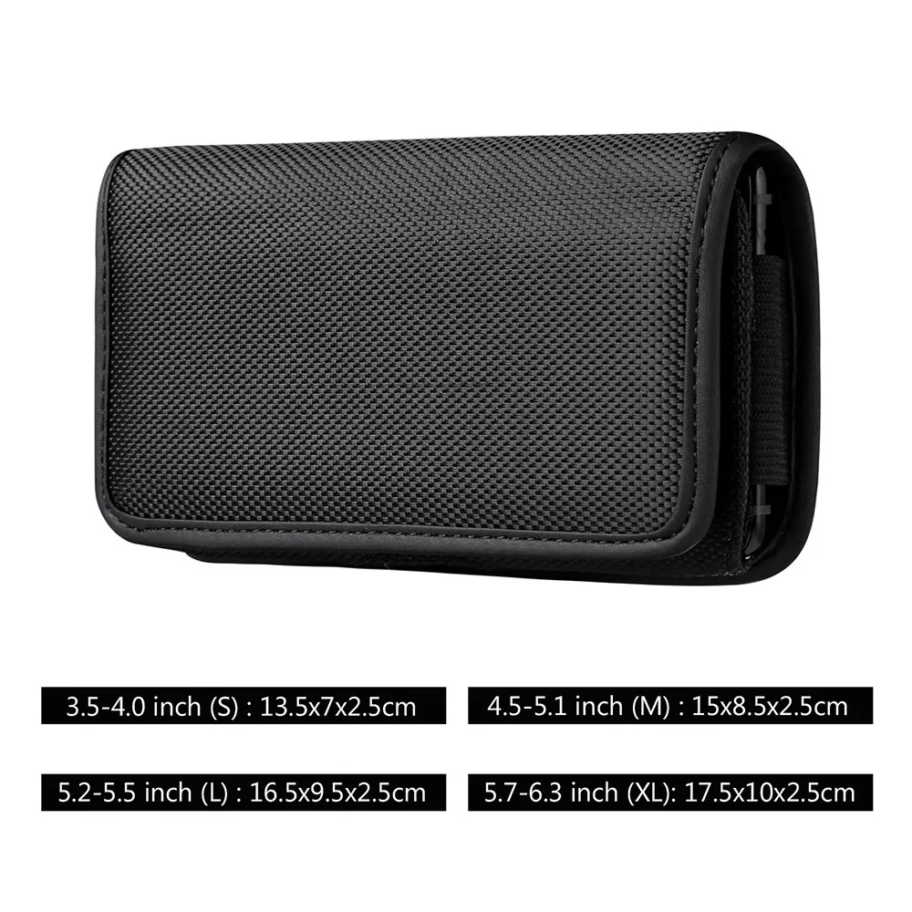 Horizontal Style Универсальная нейлоновая кобура для iPhone samsung huawei Xiaomi Doogee Мужская поясная сумка на застежках для мобильных телефонов 3,5-6,3 дюймов - Цвет: Horizontal Style