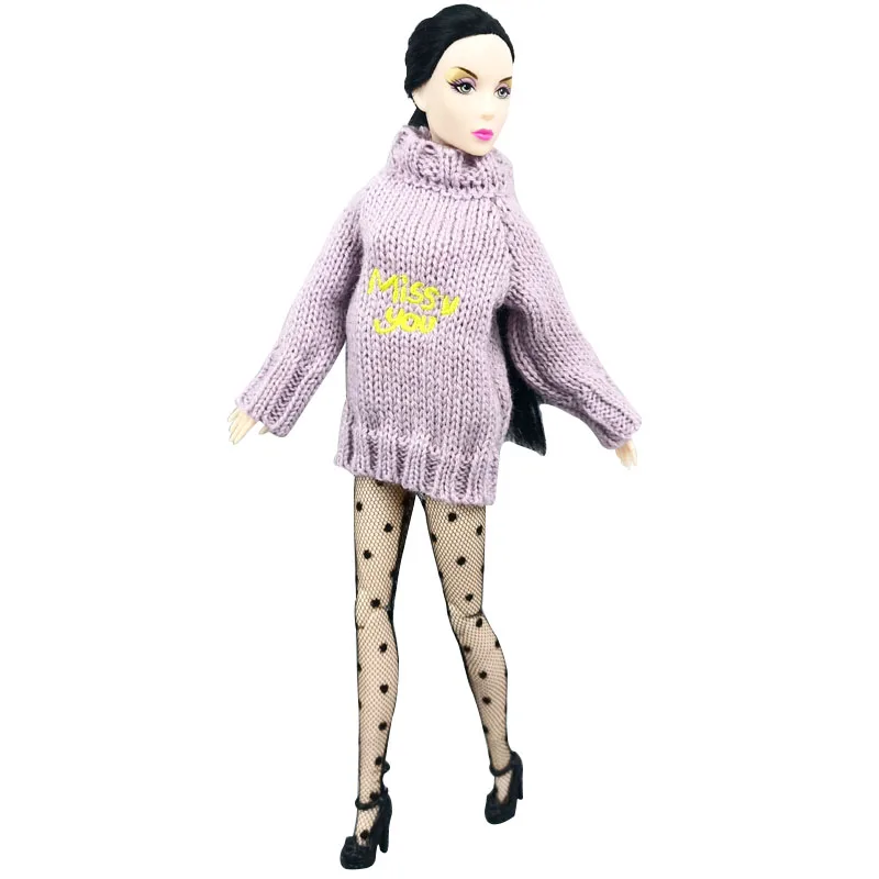 Winter Purple Miss You Sweater for Barbie Doll Outfits Pullover Long Sleeve Top Clothes 1/6 BJD Accessories Toy | Игрушки и хобби
