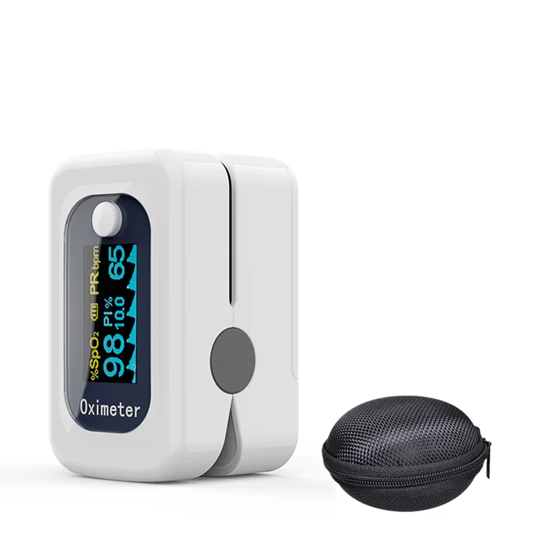 gray with case Пульсоксиметр для пальцев, кислородный монитор, пульсоксиметры OLED, Пульсоксиметр для пальцев, пульсоксиметр, Пульсоксиметр для измерения пульса - Цвет: gray with case