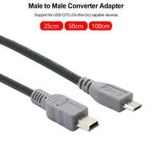 25cm 50cm 1M Micro USB à Mini USB OTG câble mâle à mâle convertisseur adaptateur données charge Mini 5 broches USB rallonge(China)