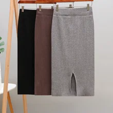 Новые женские юбки средней длины, вязаная юбка, женская одежда