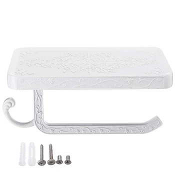 

Vintage Carved Decorative Style Toilet Paper Holder with Telephone Rack Durable Practical Wall-Mounted Toilet Paper Holder Bathr