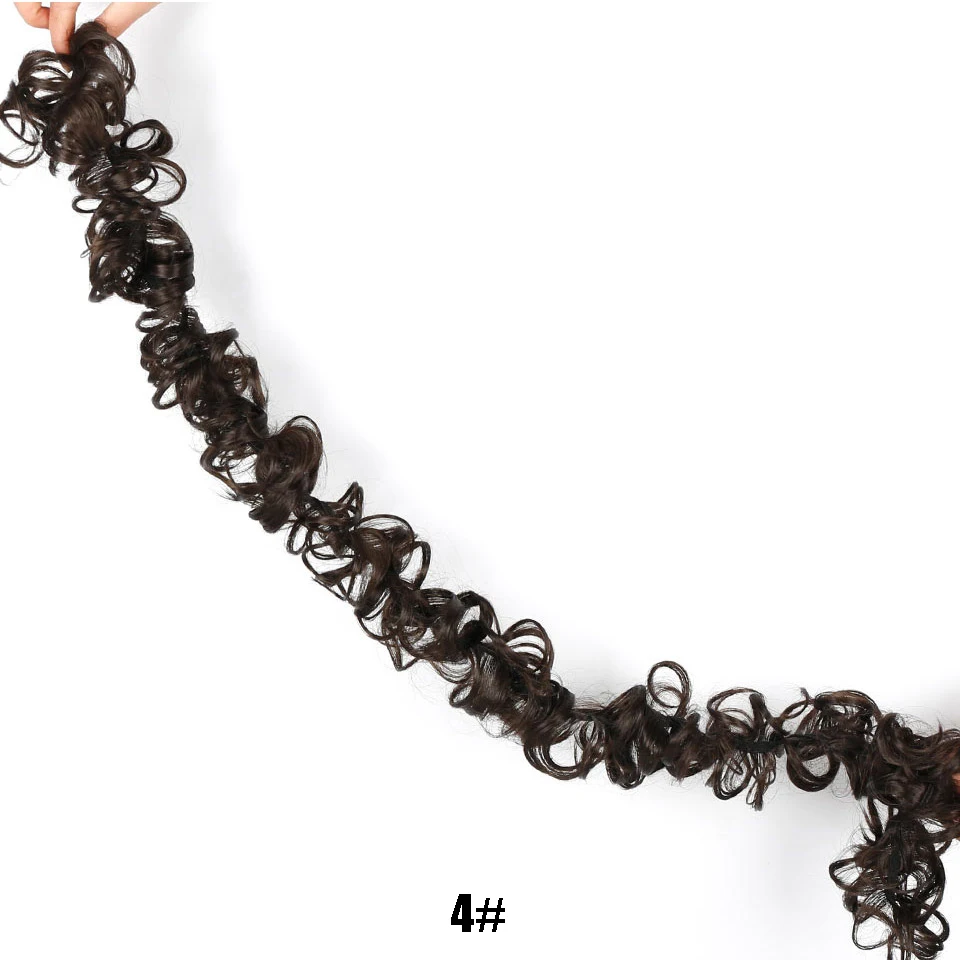 MANWEIWomen кудрявые шиньон грязный булочка Tousled hairpieceBand синтетическая резинка для волос обертка волосы грязные булочки шиньоны - Цвет: 4
