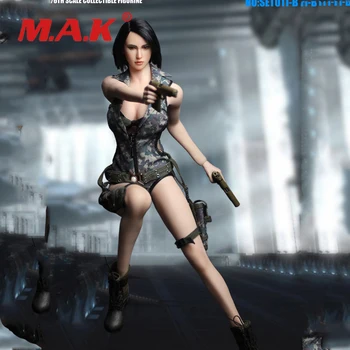 

In Stock 1/6 SET011-B Fighting Girls Head Clothes Cosplay Costume Double Pistol Guns Accessories Model for 12'' Female Body