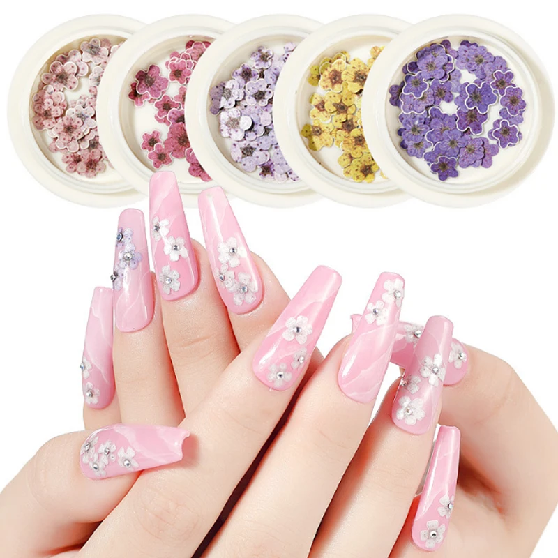 

1jar Colorful Flowers Nail Art Sequins 3D Beauty Floral Ultrathin Confetti Flakes Wood Pulp Sticker Manicure Decals Decorations