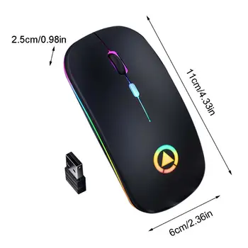 

Silent 2.4G Wireless Mouse Lightweight Portable Colorful Light Laptop Mute Mice R2JB