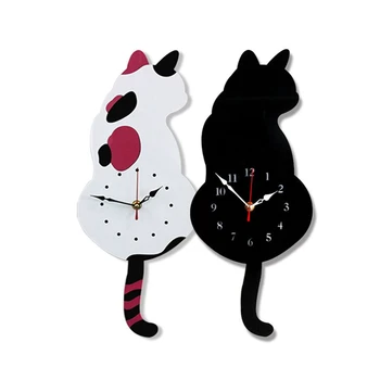

Home Cartoon Animal Wall Clock Cute Wagging Tail Cat Wall Clock Acrylic Clock Home Wall Decoration