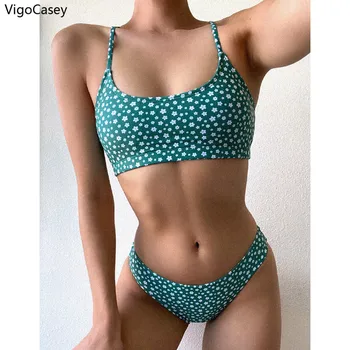 

VigoCasey Swimwear Women Green polka dot Bikini 2020 Two piece Swimsuit Female Push Up Brazilian Bikini Set Bathing Suit Swim