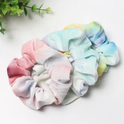 best headbands for women 3pcs Tie Dyed Scrunchie Pack Hair Accessories For Women Girls Headbands Elastic Rubber  Hair Tie Hair Rope Ring Ponytail Hold long hair clips Hair Accessories