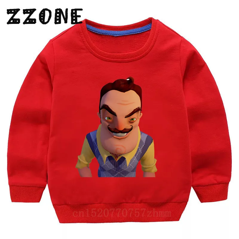 5225G-Red- Детские толстовки детские забавные толстовки с героями мультфильмов «Hello neigher» хлопковый пуловер для малышей топы для девочек и мальчиков, осенняя одежда KYT5225 - Цвет: 5225G-Red-